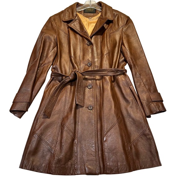 Garfin Leathers Jackets & Blazers - Garfin Leathers Trench Coat Womens 18 Brown Vintage 70s Boho Leather Jacket